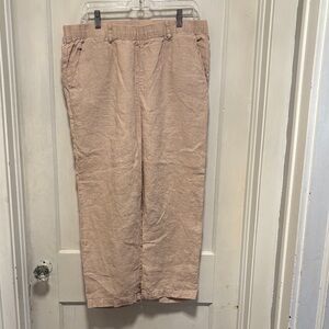 Quince Light Cream 100% Linen Pull-On Wide Leg Pants Large